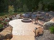 Stamped Concrete Firepit Patio in Hillside